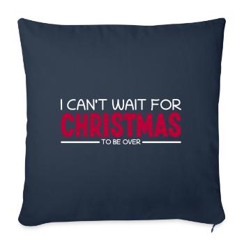J’ai hâte à Noël Je déteste Noël - Housse de coussin décorative 45 x 45 cm - bleu marine - Devant