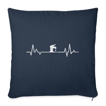 Plombier Installateur Heartbeat Plant Mechanic - Housse de coussin décorative 45 x 45 cm - bleu marine - Devant