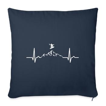 ECG Curve - Heart Curve - Pulse - Snowboard - Mountains - Sofa pillowcase 17,3'' x 17,3'' (45 x 45 cm) - navy - Front