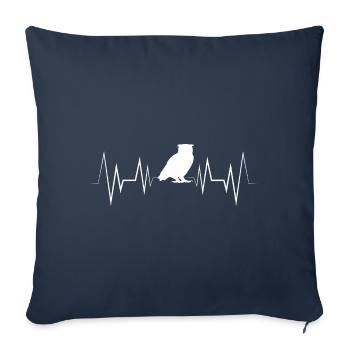 Heartbeat Silhouette de hibou - Housse de coussin décorative 45 x 45 cm - bleu marine - Devant