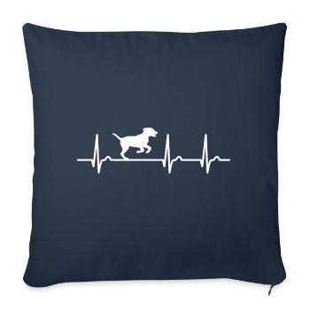 Mixed breed heart curve - pulse dog dog fan pet - Sofa pillowcase 17,3'' x 17,3'' (45 x 45 cm) - navy - Front