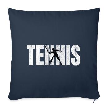 Joueur de tennis cadeau sport balle de tennis - Housse de coussin décorative 45 x 45 cm - bleu marine - Devant