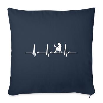 ECG curve - heart curve - pulse - book - reading - Sofa pillowcase 17,3'' x 17,3'' (45 x 45 cm) - navy - Front
