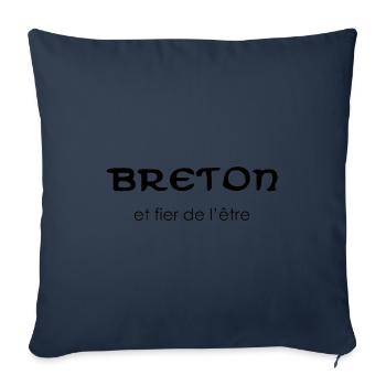 Bretagne - Breton et fier - Housse de coussin décorative 45 x 45 cm - bleu marine - Devant