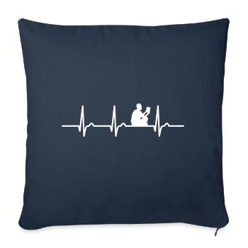 ECG curve - heart curve - pulse - book - reading - Sofa pillowcase 17,3'' x 17,3'' (45 x 45 cm) - navy - Front