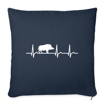 ECG curve - heart curve - pulse - wild boar - nature - Sofa pillowcase 17,3'' x 17,3'' (45 x 45 cm) - navy - Front