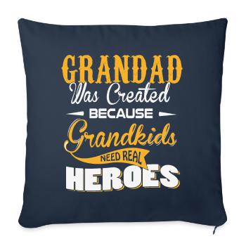 Grand-père héros - Housse de coussin décorative 45 x 45 cm - bleu marine - Devant