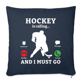 Hockey sur glace Hockey Joueur de hockey sur glace Équipe de hockey sur glace - Housse de coussin décorative 45 x 45 cm - bleu marine - Devant