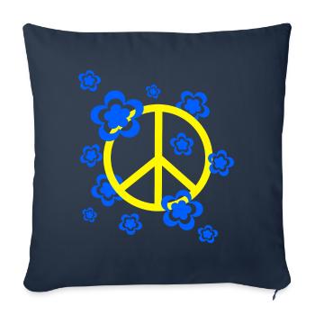 des années 70 motif de fleur - Housse de coussin décorative 45 x 45 cm - bleu marine - Devant