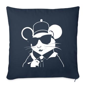 Drôle de rats fantaisie avec des lunettes de soleil Rat de compagnie - Housse de coussin décorative 45 x 45 cm - bleu marine - Devant