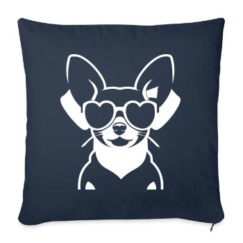 Chihuahua drôle portant des lunettes de soleil Chihuahuas - Housse de coussin décorative 45 x 45 cm - bleu marine - Devant
