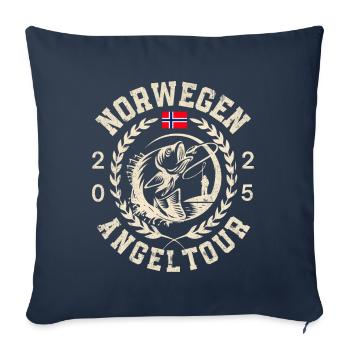 Excursion de pêche en Norvège 2025 (Garantie du prix le plus bas) - Housse de coussin décorative 45 x 45 cm - bleu marine - Devant