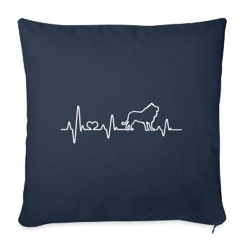 Löwe Herzschlag EKG Herz Löwen Afrika Puls Safari - Sofakissenbezug 45 x 45 cm - Navy - Vorne
