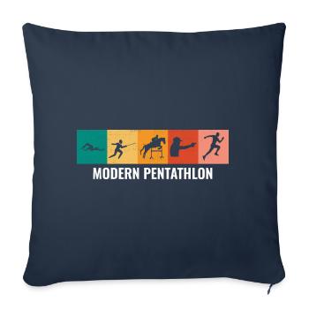 Pentathlon moderne - Escrime Natation Équitation - Housse de coussin décorative 45 x 45 cm - bleu marine - Devant