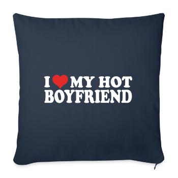 J’aime mon petit ami - Housse de coussin décorative 45 x 45 cm - bleu marine - Devant