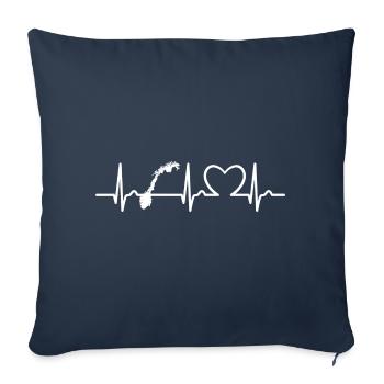Heart Curve - Pulse Norway - Voyage - Nation - Housse de coussin décorative 45 x 45 cm - bleu marine - Devant
