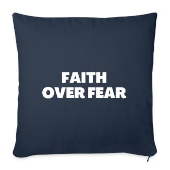 La foi plutôt que la peur - Citations chrétiennes - Housse de coussin décorative 45 x 45 cm - bleu marine - Devant