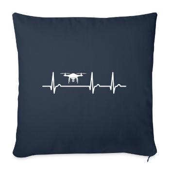 EKG Kurve - Herzkurve - Drohne - Pilot - fliegen - Sofakissenbezug 45 x 45 cm - Navy - Vorne