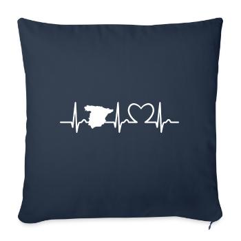 Heart Curve - Pulse Spain - Voyage - Nation - Housse de coussin décorative 45 x 45 cm - bleu marine - Devant