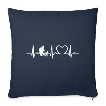 Heart Curve - Pulse Denmark - Voyage - Nation - Housse de coussin décorative 45 x 45 cm - bleu marine - Devant