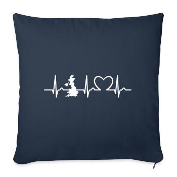 Heart Curve - Pulse England - Voyage - Nation - Housse de coussin décorative 45 x 45 cm - bleu marine - Devant