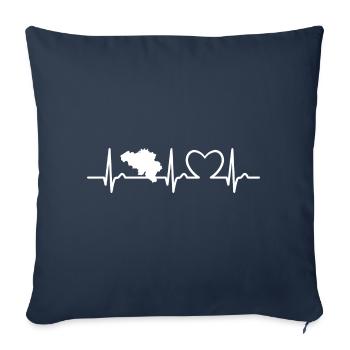 Heart Curve - Pulse Belgium - Voyage - Nation - Housse de coussin décorative 45 x 45 cm - bleu marine - Devant