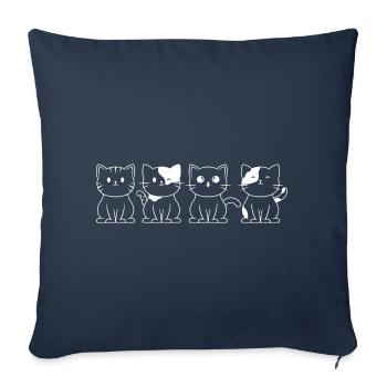 Quatre chatons - Housse de coussin décorative 45 x 45 cm - bleu marine - Devant