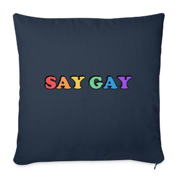 DIRE GAY fierté arc-en-ciel - Housse de coussin décorative 45 x 45 cm - bleu marine - Devant