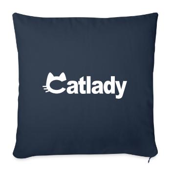 Catlady - Housse de coussin décorative 45 x 45 cm - bleu marine - Devant
