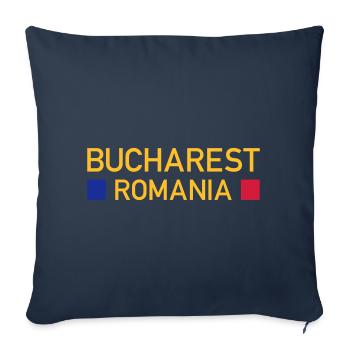 Bucarest, Roumanie (deux places) - Housse de coussin décorative 45 x 45 cm - bleu marine - Devant