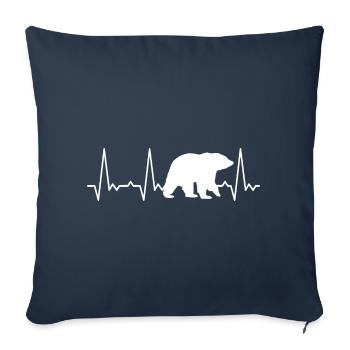 Ours battant de cœur - Housse de coussin décorative 45 x 45 cm - bleu marine - Devant