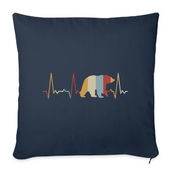 Ours battant de cœur - Housse de coussin décorative 45 x 45 cm - bleu marine - Devant