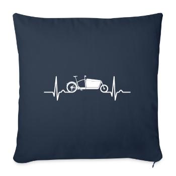Les parents cool font du vélo cargo - courbe de cœur - Housse de coussin décorative 45 x 45 cm - bleu marine - Devant
