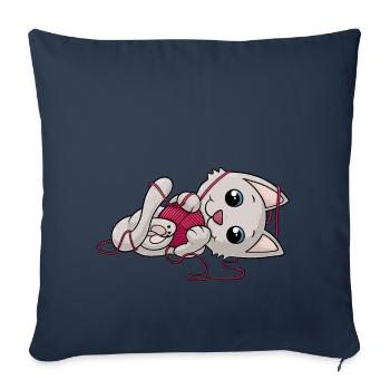 Cute cartoon cat - Sofa pillowcase 17,3'' x 17,3'' (45 x 45 cm) - navy - Front