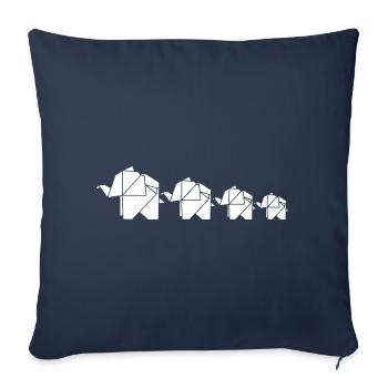 Origami Éléphant Famille Chemise familiale Look partenaire - Housse de coussin décorative 45 x 45 cm - bleu marine - Devant