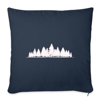 Forêt Silhouette arbres - Housse de coussin décorative 45 x 45 cm - bleu marine - Devant