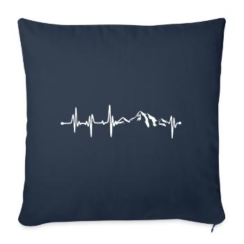 Heartbeat - Mountains - Hiking - ECG - Sofa pillowcase 17,3'' x 17,3'' (45 x 45 cm) - navy - Front