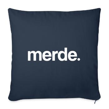 Merde. (blanc) - Housse de coussin décorative 45 x 45 cm - bleu marine - Devant
