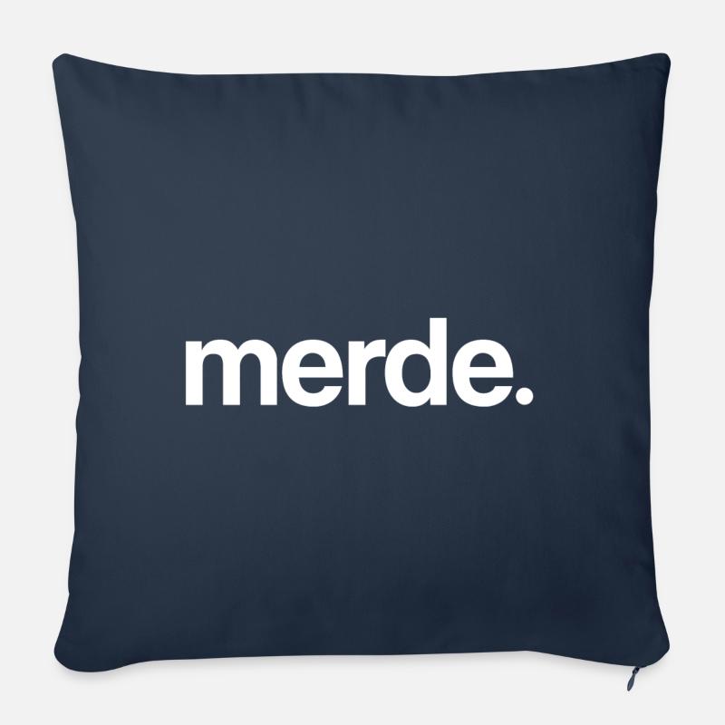 Merde. (blanc) - Housse de coussin décorative 45 x 45 cm - bleu marine