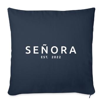 Señora Est. 2022 Mariage avec douche nuptiale - Housse de coussin décorative 45 x 45 cm - bleu marine - Devant
