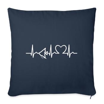 ECG heart curve - pulse - ornamental fish - aquarium - Sofa pillowcase 17,3'' x 17,3'' (45 x 45 cm) - navy - Front