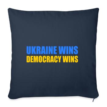 Ukraine wins democracy wins - Housse de coussin décorative 45 x 45 cm - bleu marine - Devant