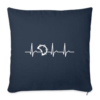 Courbe ECG - courbe cardiaque - pouls - musique - tambourins - Housse de coussin décorative 45 x 45 cm - bleu marine - Devant