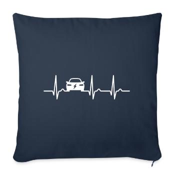 ECG curve - heart curve - pulse - electric car - CO2 - Sofa pillowcase 17,3'' x 17,3'' (45 x 45 cm) - navy - Front
