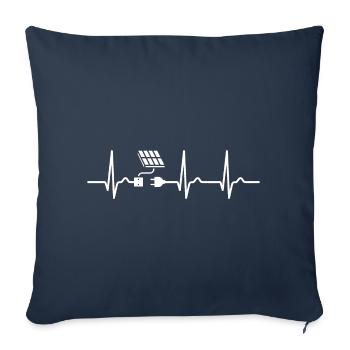 Courbe ECG - courbe cardiaque - pouls - photovoltaïque - Housse de coussin décorative 45 x 45 cm - bleu marine - Devant