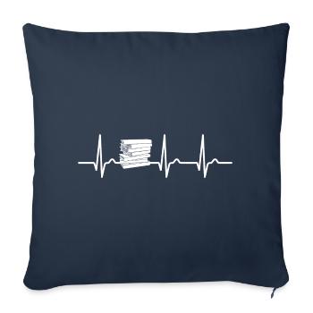 ECG curve - heart curve - book - reading - Sofa pillowcase 17,3'' x 17,3'' (45 x 45 cm) - navy - Front