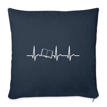 ECG curve - heart curve - book - reading - Sofa pillowcase 17,3'' x 17,3'' (45 x 45 cm) - navy - Front