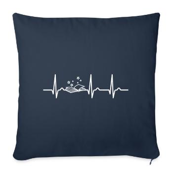 ECG curve - heart curve - book - reading - Sofa pillowcase 17,3'' x 17,3'' (45 x 45 cm) - navy - Front