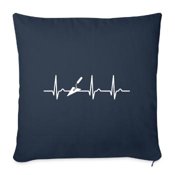 ECG curve - heart curve - bricklayer - trowel - Sofa pillowcase 17,3'' x 17,3'' (45 x 45 cm) - navy - Front