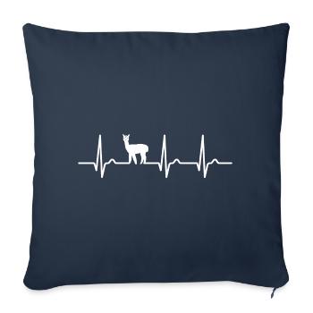Courbe ECG - courbe cardiaque - pouls - lama - nature - Housse de coussin décorative 45 x 45 cm - bleu marine - Devant